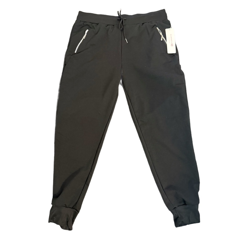 🌼 Summer 10 Black Track Pants with Zipper Pockets